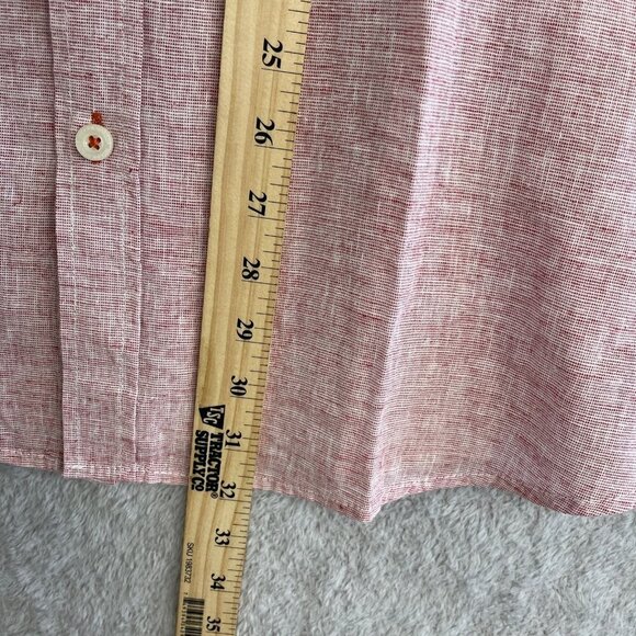 NWOT Weatherproof Vintage Linen Blend Men's XL Button-Up Short Sleeve Shirt Red - Picture 4 of 8